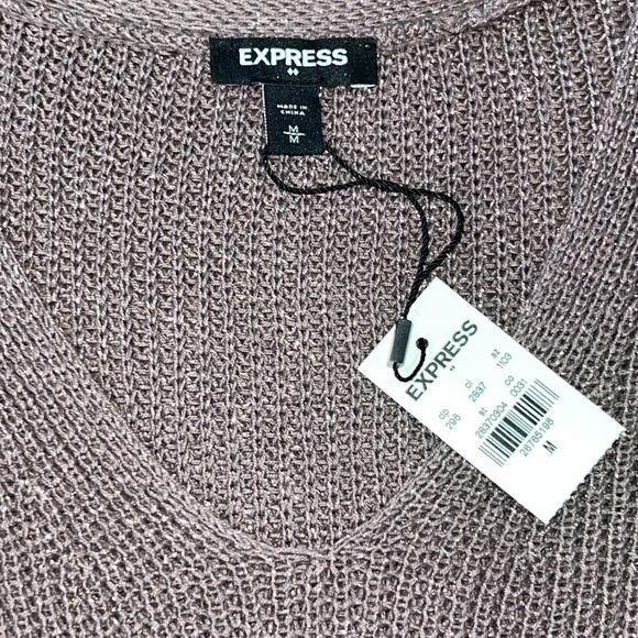 NWT Express Knit Top M Rose Gold Sparkly Glitter Metallic Tunic Length Relaxed - Picture 10 of 12